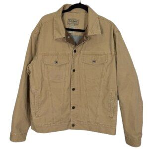 Vintage LL Bean Men's Tracker Denim Corduroy Trim Lined Field Jacket Sz L Khaki